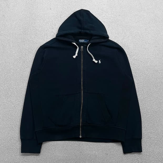 폴로 랄프로렌 포니 로고 써멀 후드집업 블랙