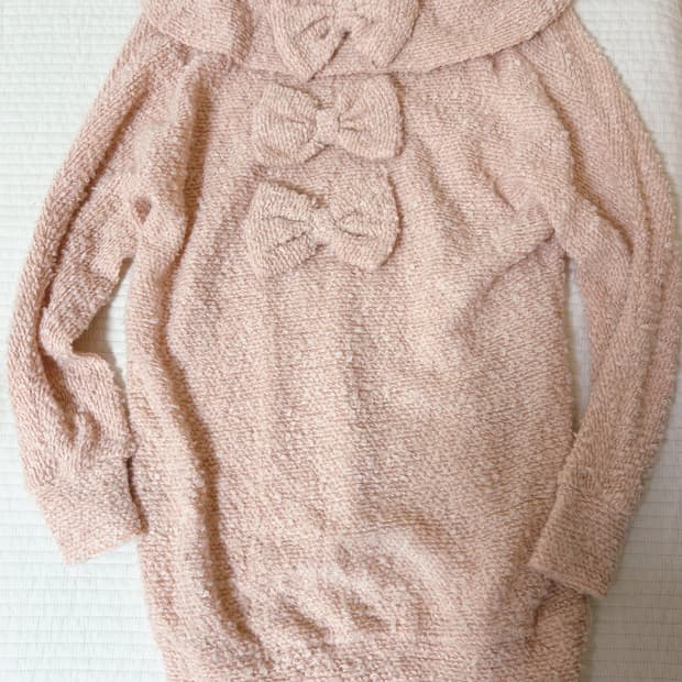 디어리 왕리본 핑크 니트원피스 히메갸루 라떼갸루