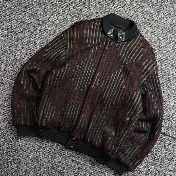 90s 입생로랑 아카이브 케이블 스웨터 봄버 자켓 2082