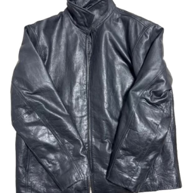 갭 하이넥 레더자켓