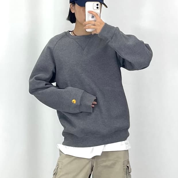 [L]CARHARTT 그레이 맨투맨