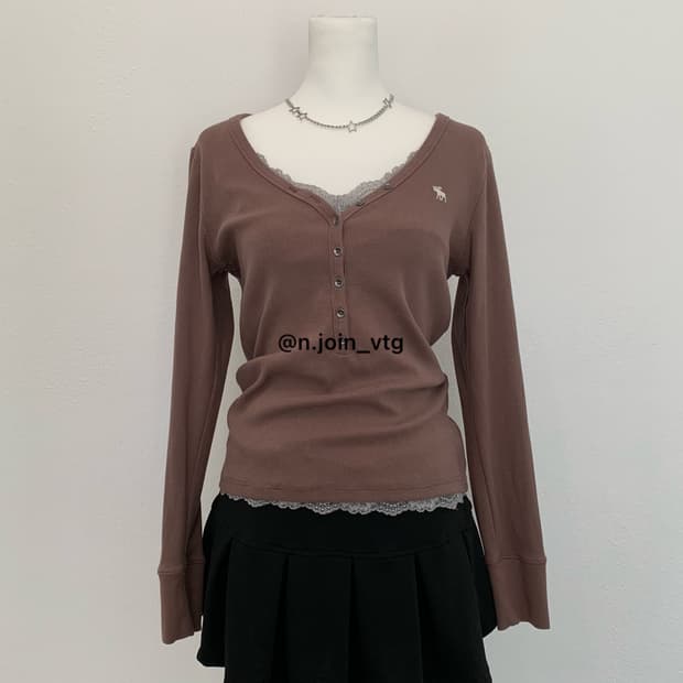 아베크롬비 헨리넥 초코 브라운 롱슬리브