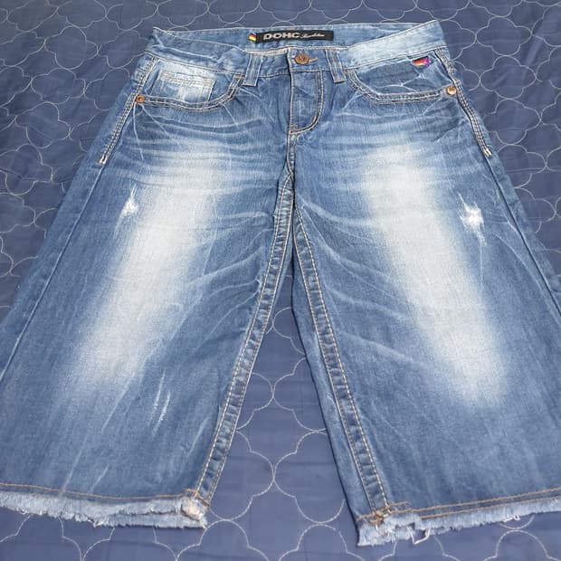 (빈티지) DOHC 에이징 데미지 워싱 버뮤다 데님팬츠 (28)