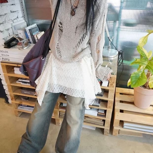 모래하우스 bias washed jeans