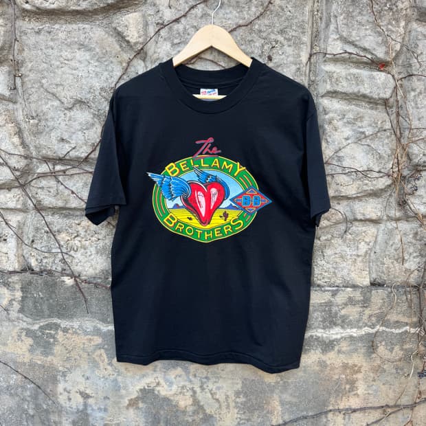 90s 헤인즈 벨라미 브라더스 프린팅 싱글스티치 밴드 반팔 티셔츠