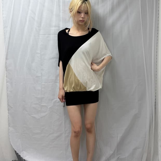 [MODERATE] Color Block Batwing Dress