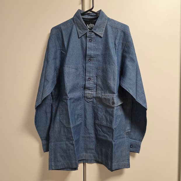 Azito 재팬 하프버튼 데님 워크셔츠 L(100)