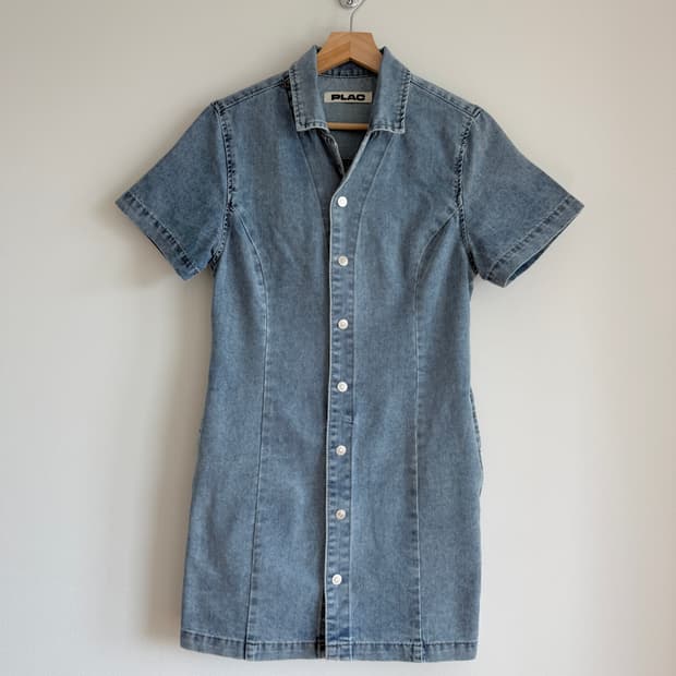 플랙(PLAC) 데님 버튼업 원피스
