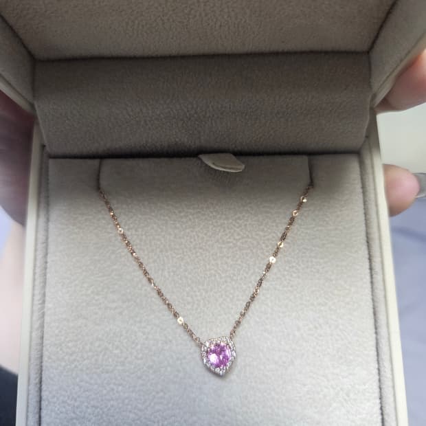 핑크 사파이어 헤일로 목걸이