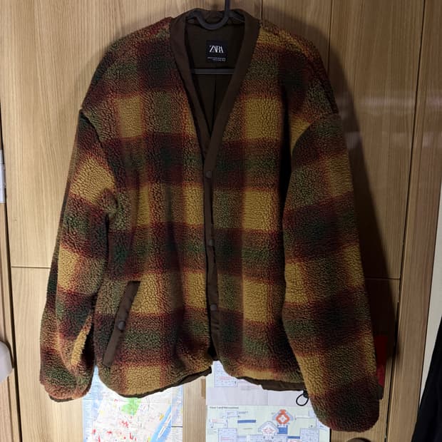 자라 체크 포우 셔링 자켓 브라운 S-M