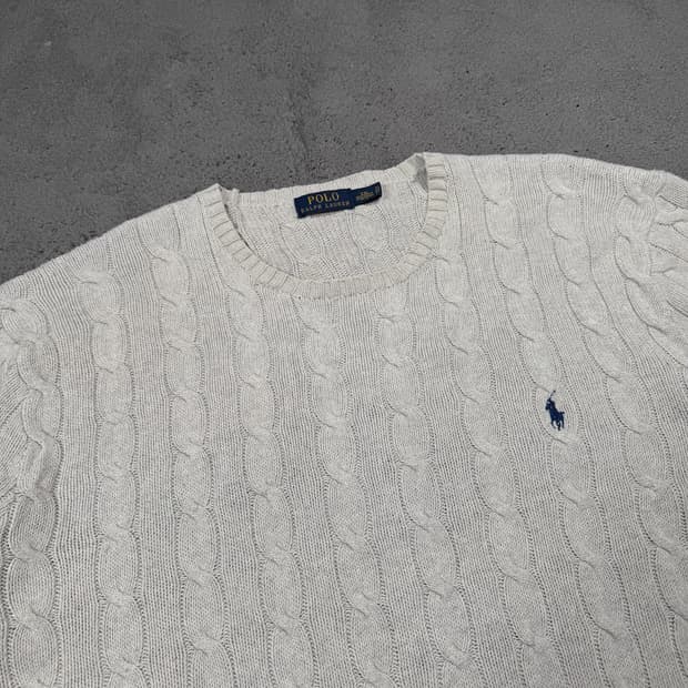 폴로 코튼 꽈배기 니트