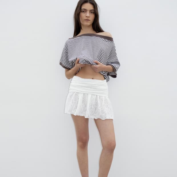 폴리수엠 BOTH SKIRT AND TOP IN LACE, WHITE
