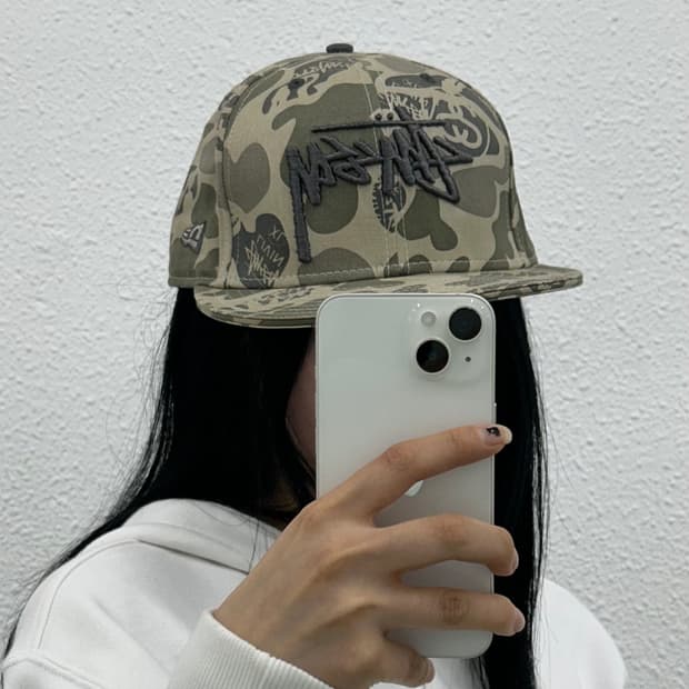 스투시 센터로고 카모 스냅백