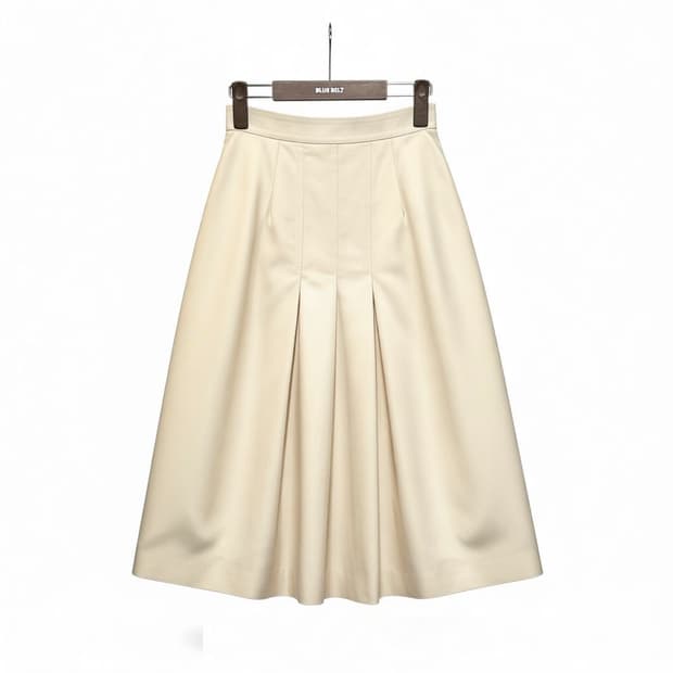 JPN VINTAGE 롱 울 스커트 앞면 핀턱 플리츠 디테일 연노랑