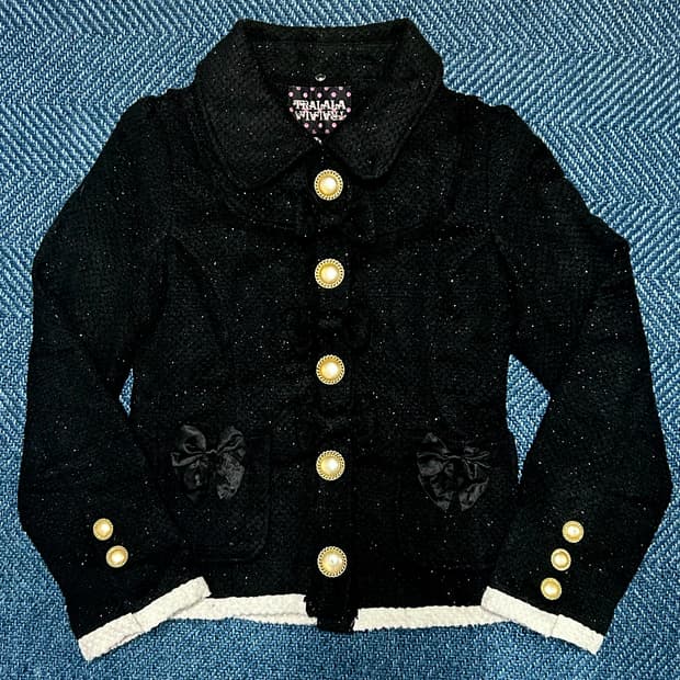 Tralala 트랄라라 리본 은색 글리터 자켓