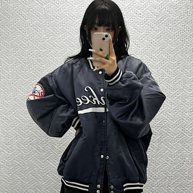 마제스틱 스트릿 펑크 빈티지 양키스 바시티 자켓 XXL C10866