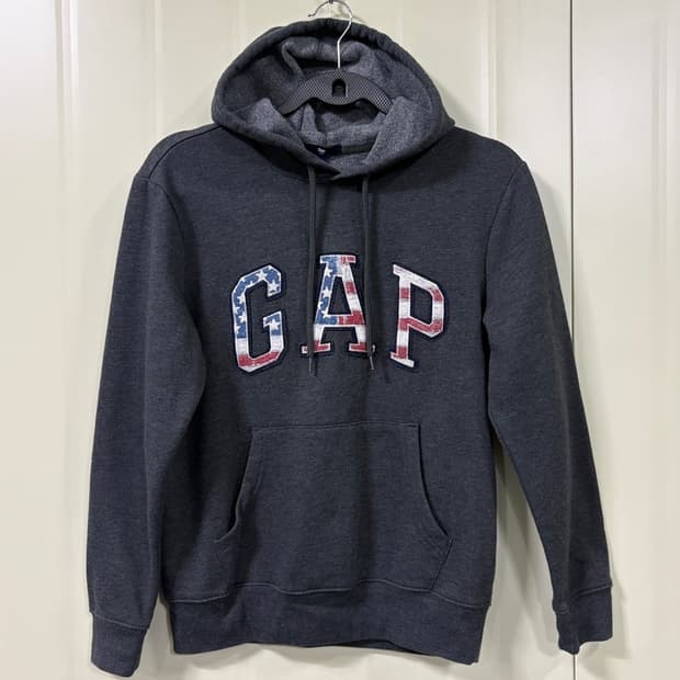 GAP(갭) 차콜 성조기 빅로고 후드티