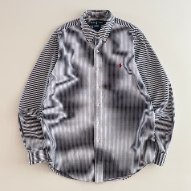 폴로 랄프로렌 네이비 스트라이프 셔츠 L