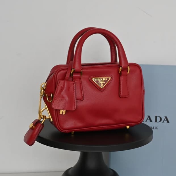 [정품] 프라다 사피아노 미니 토트백 레드