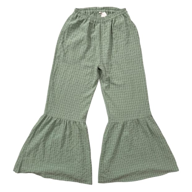 vintage ruffle flare check pants