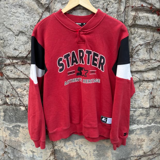 스타터 블랙라벨 빈티지 프린팅 웜업 스웻 셔츠 맨투맨 레드 L
