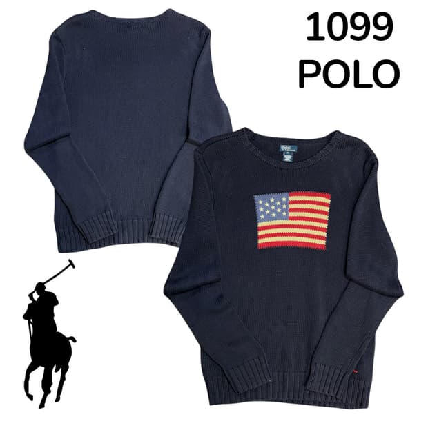 폴로 랄프로렌 성조기 니트 여성용 니트 XL