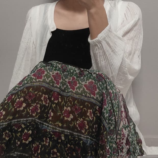 딥 포레스트 프릴 롱 스커트