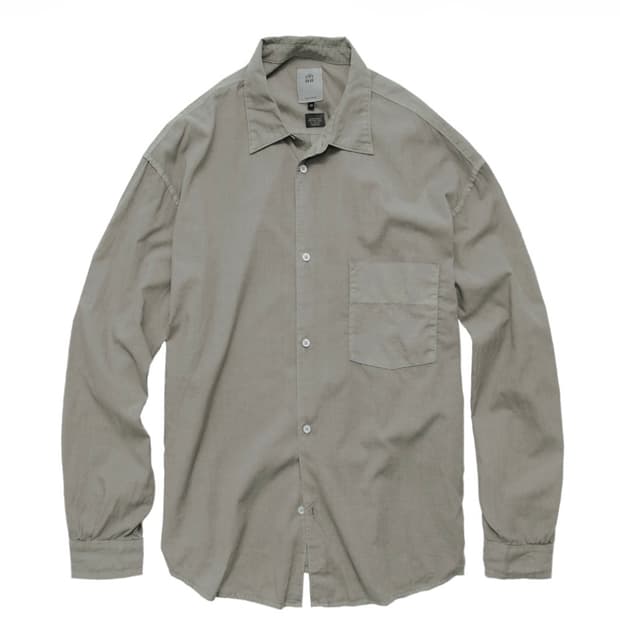 [4] 폴리테루 텐코 셔츠 다이드 차콜 및 워시드 그레이