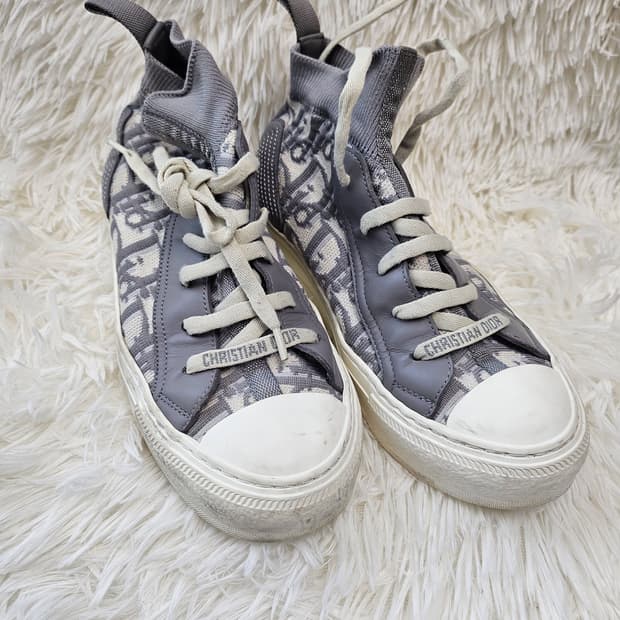 디올 오블리크 하이탑 스니커즈 그레이 35