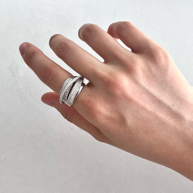 큐빅 레이어드 반지