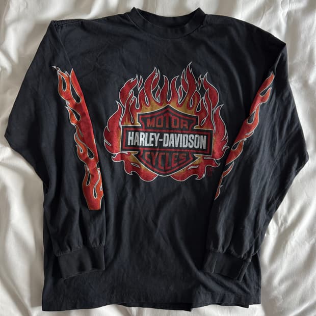 [XL] 90s-00s 빈티지 할리데이비슨 플레임 롱슬리브 티셔츠