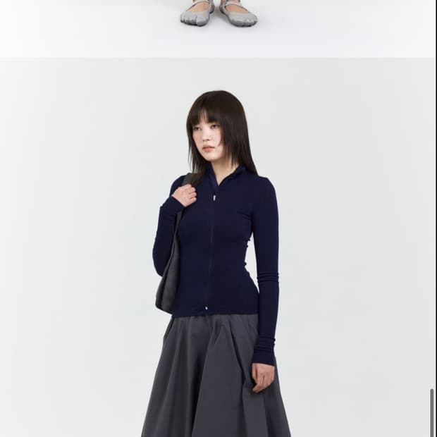 EE 누마레 WOMENS CURVED RIBBED ZIP-UP NAVY