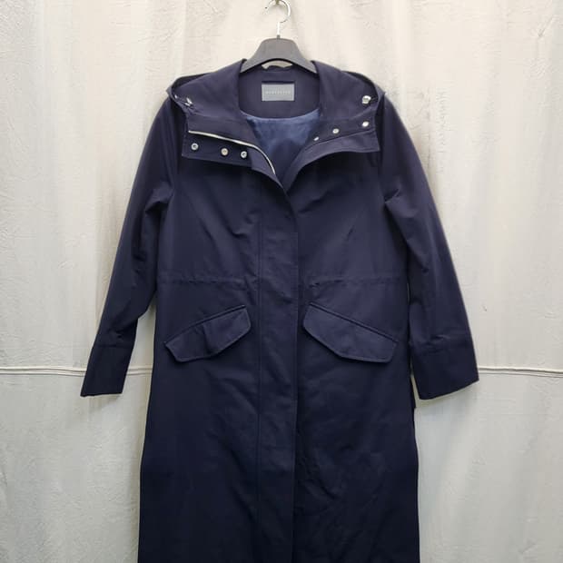 hansstyle 네이비 후드 롱 코트 자켓