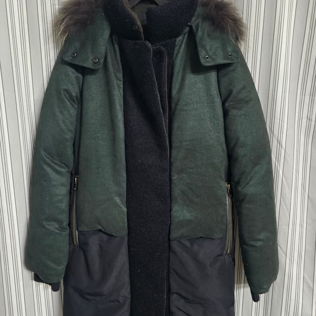 (82-94-160)한섬  SYSTEM  여성후드 털 패딩 코트