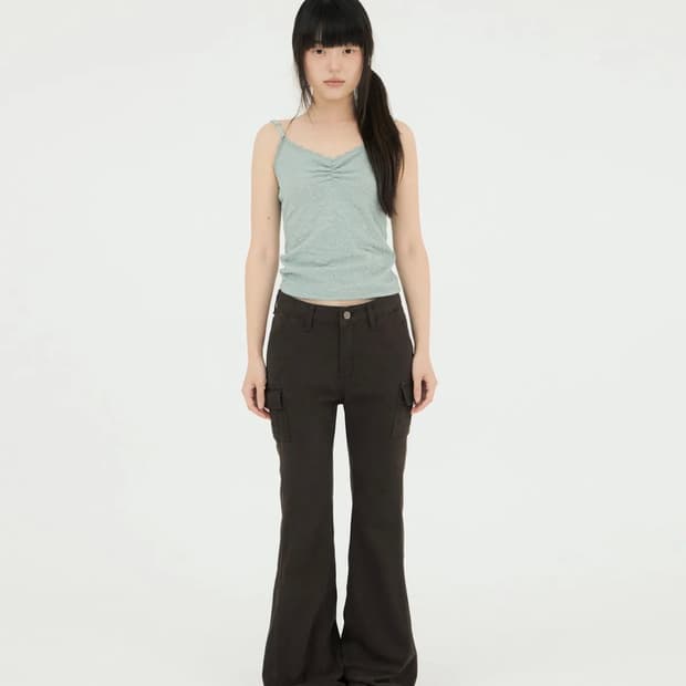 미레코 BUTTON LOW BOOTS-CUT PT BROWN