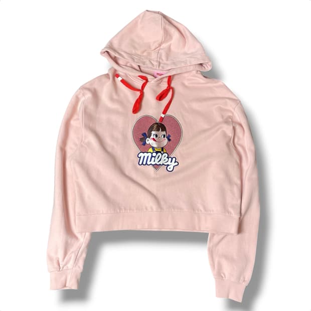 페코 연핑크 크롭 후드 F