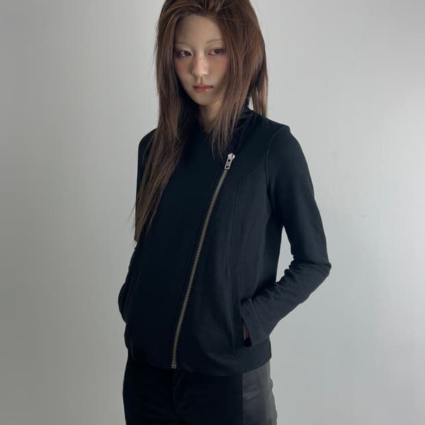 헬무트랭 비대칭 더블 집업 져지 바이커 자켓