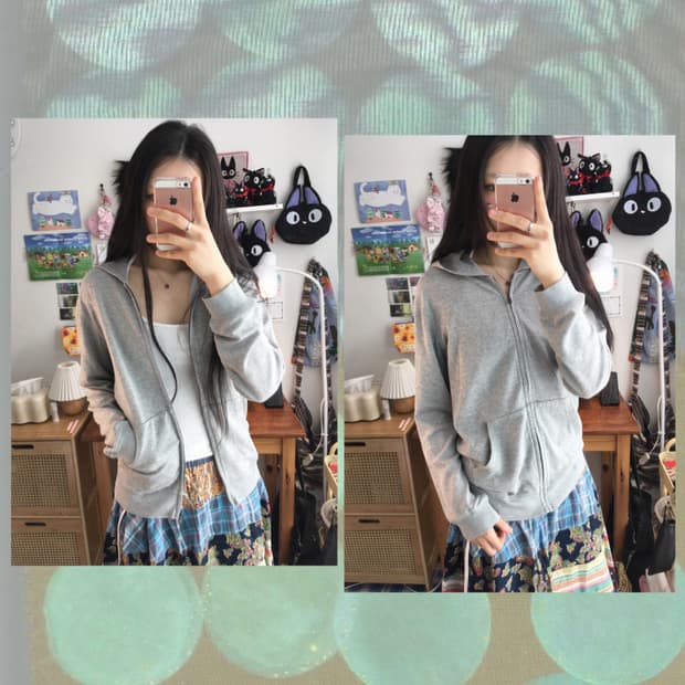 vintage zip-up hoodie gray