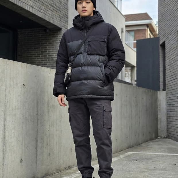 빈폴 스포츠 덕다운 아노락 하프집업 패딩