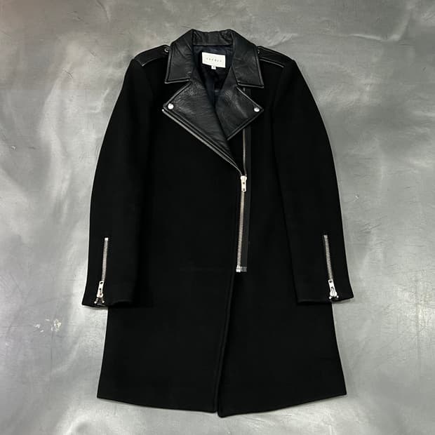  산드로 레더 카라 코트 y15197