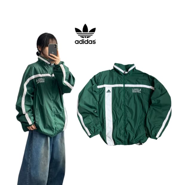 아디다스 90s 올드스쿨 바람막이 자켓 그린