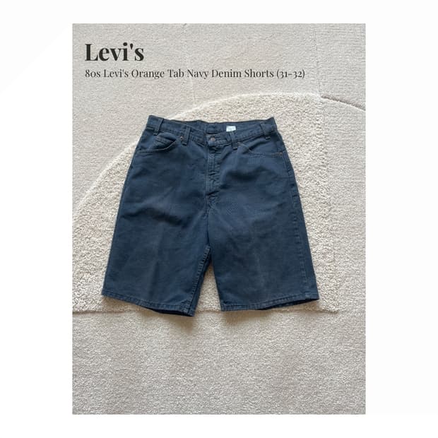 90s Levi's 오렌지탭 네이비 데님 쇼츠 (31-32)