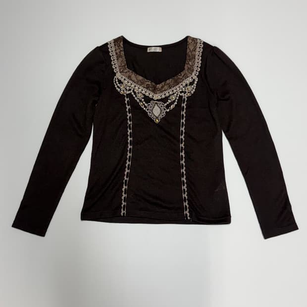 axes femme 브라운 큐빅 롱슬리브