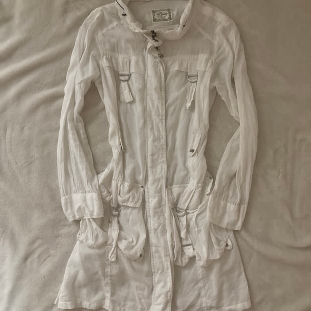 white utility pocket see-through jk