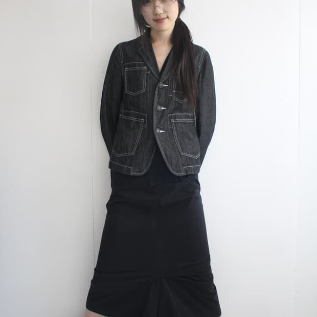 stitch blazer denim jacket