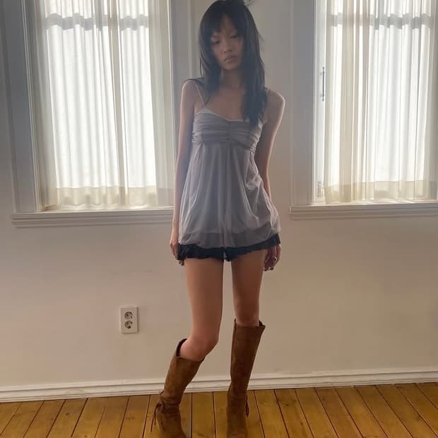 Mesh Fluff Mini Top *Fog Gray
