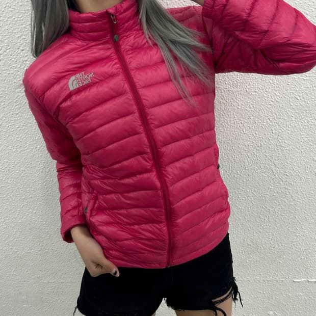 노스페이스 로고 핑크 경량패딩 85
