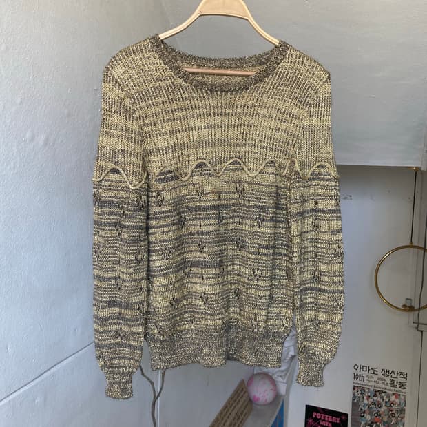 Golden 글리터 에스닉 니트