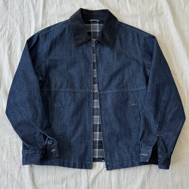 유니클로 배색카라 오버핏 데님 자켓 S