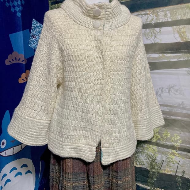 빈티지 사와코 케이프깔 니트 가디건